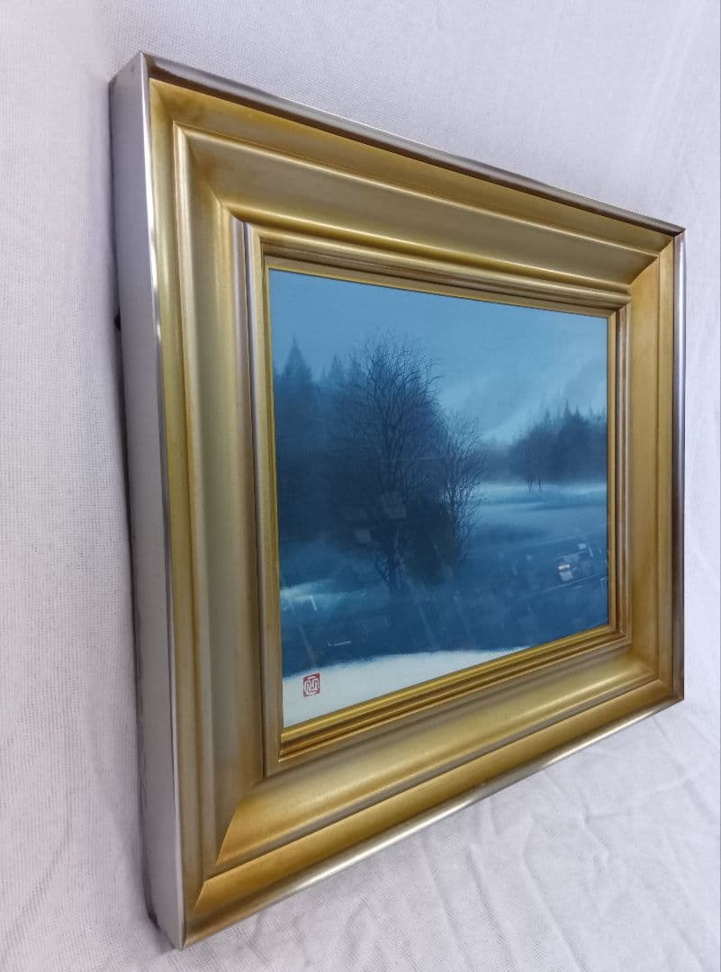 河本 正　風景画　『冬日』　額入り　日本画