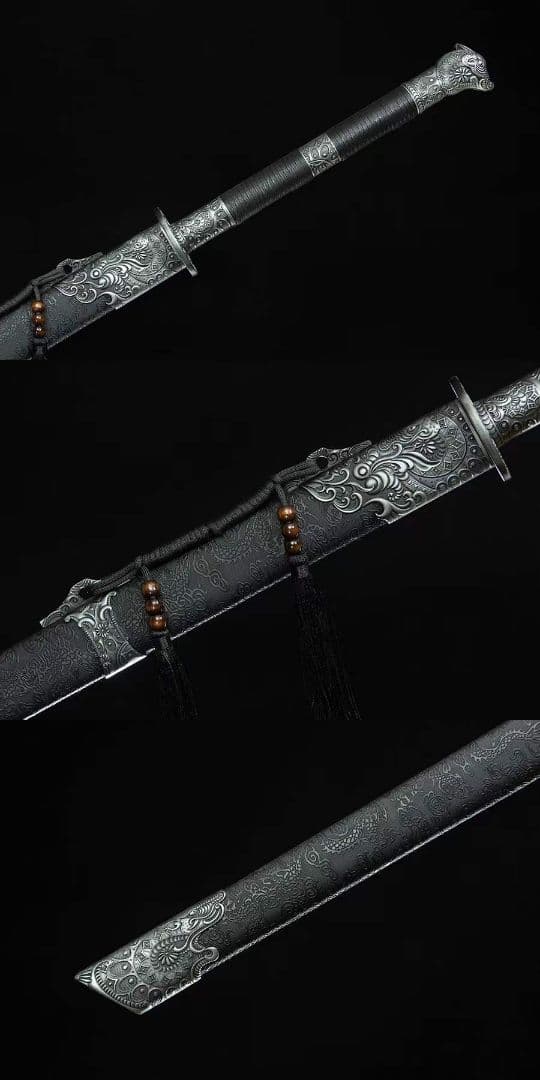 黒炎唐刀-高性能マンガン鋼 古兵器   武具　刀装具　日本刀　模造刀