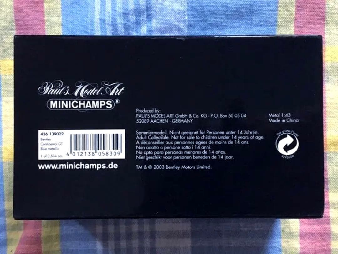 ミニチャンプス 1/43 ベントレー・コンチネンタル GT ブルーメタリック