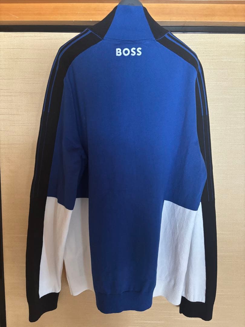 BOSS コットンブレンド セーター カラーブロック＆ロゴ