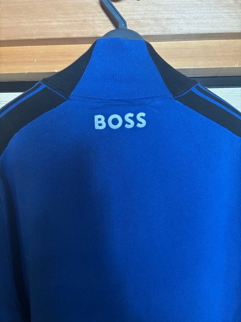 BOSS コットンブレンド セーター カラーブロック＆ロゴ