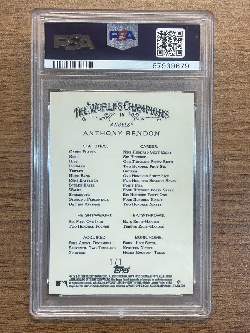 1/1 Topps Anthony rendon Superfractorカード