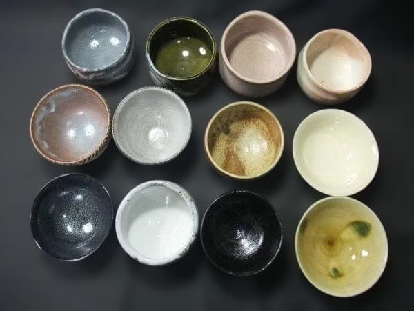 茶棚 抹茶茶碗 12個 収納箱 漆器 唐津 天目茶碗他１２点