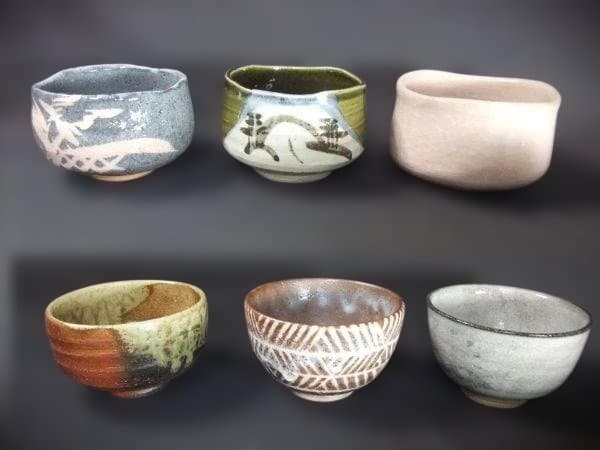 茶棚 抹茶茶碗 12個 収納箱 漆器 唐津 天目茶碗他１２点