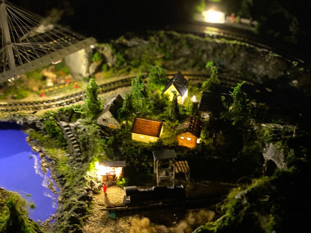 Nゲージ 情景ジオラマ（照明付き・アクリルケース付）