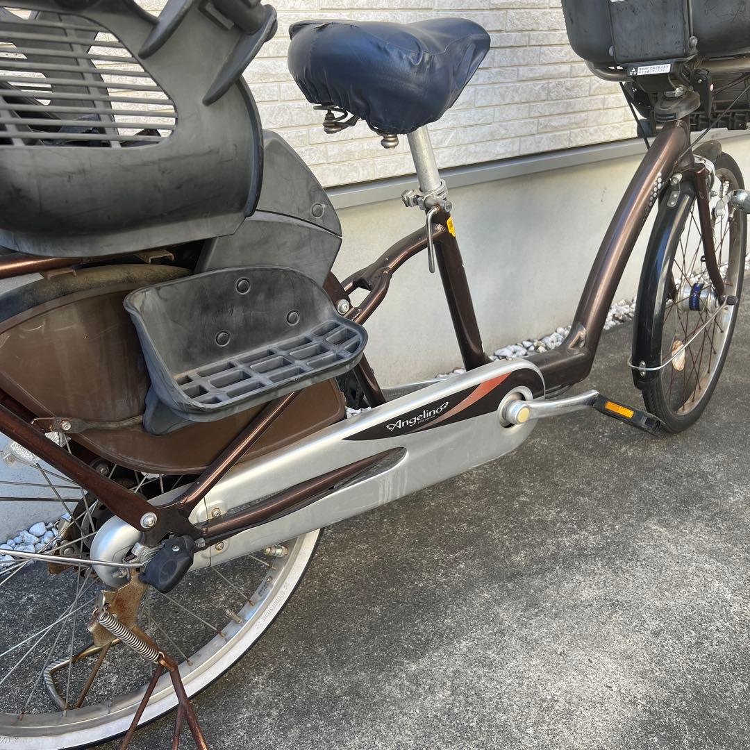 非電動　￼自転車、ママチャリ　チャイルドシート付き ブラウン　直接引き取り限定