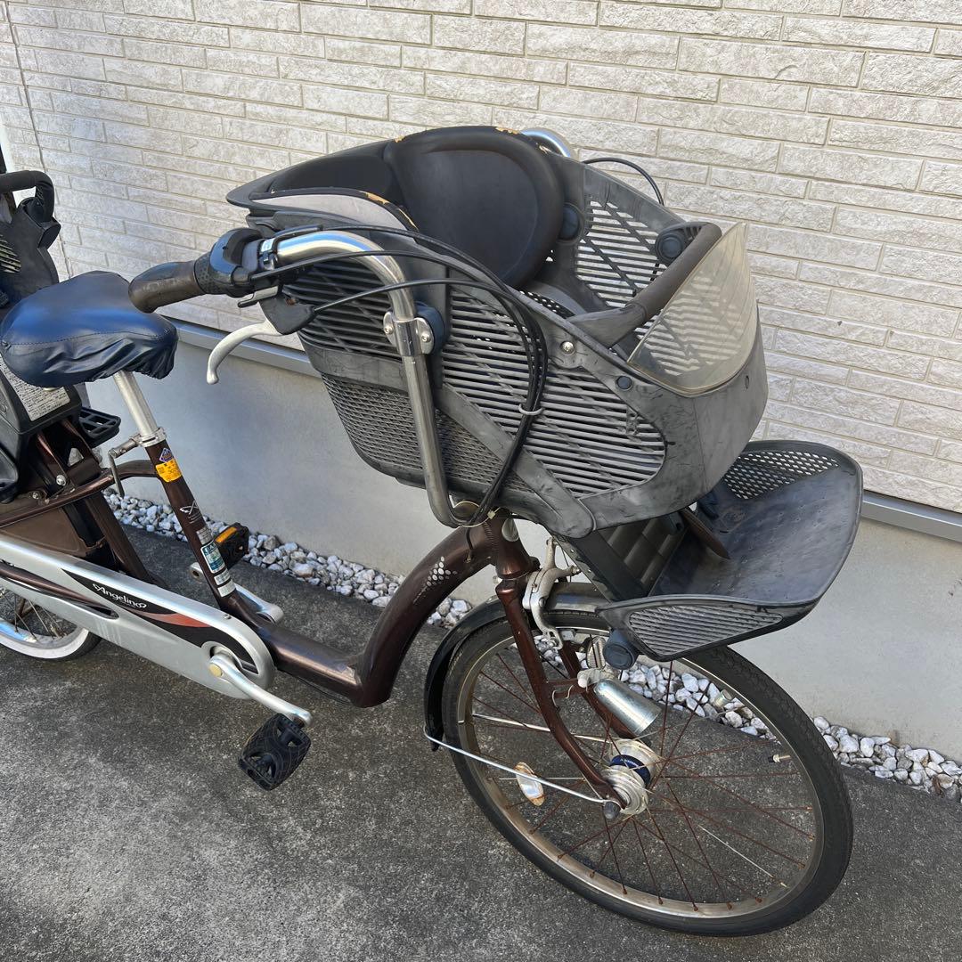 非電動　￼自転車、ママチャリ　チャイルドシート付き ブラウン　直接引き取り限定