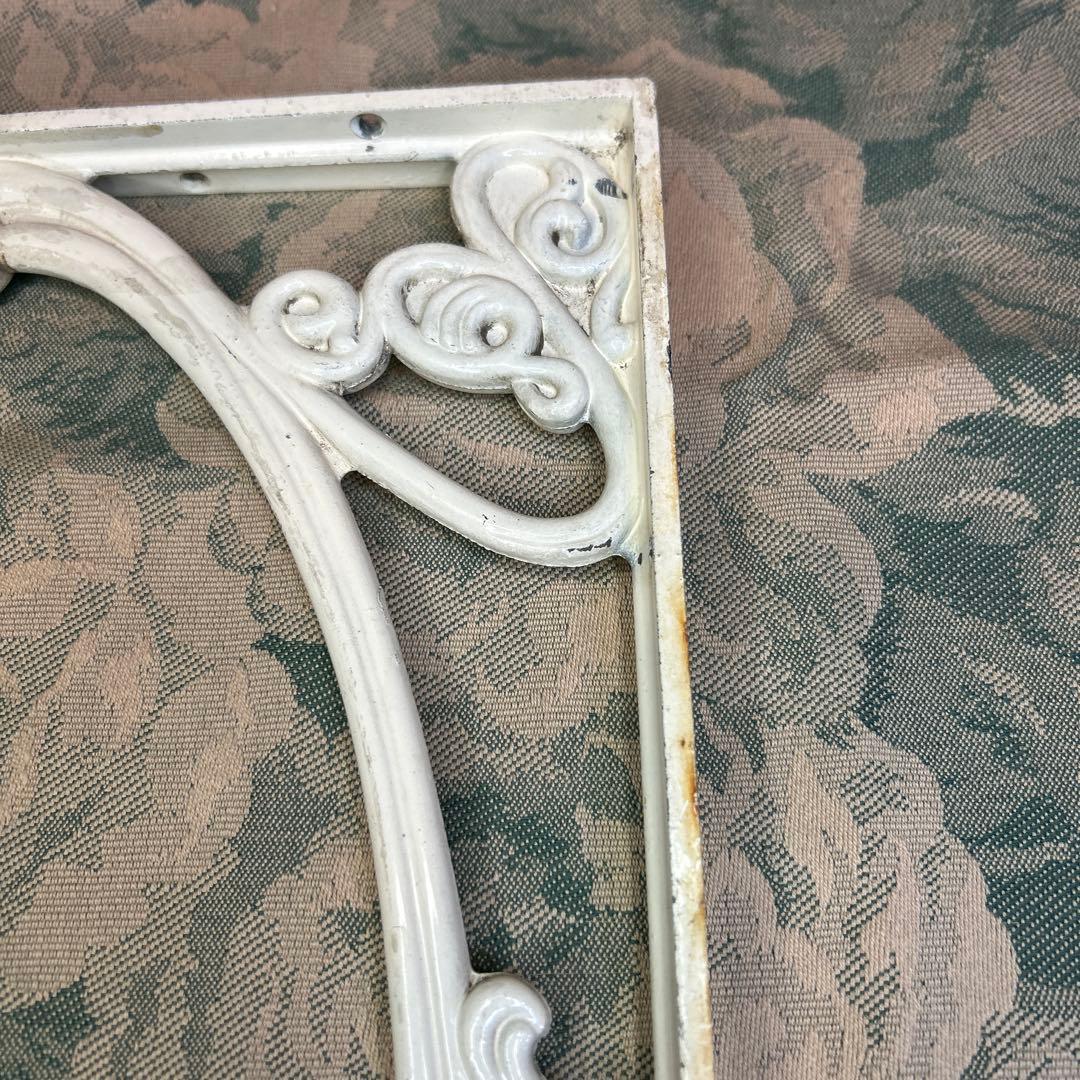 貴重アンティーク エレガントなアイアンブラケット/棚受け/ハンギング アイボリー