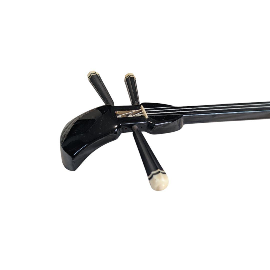 【極美品】沖縄 三線 本蛇革 強化張り 黒塗り棹 蛇皮 ハードケース 爪