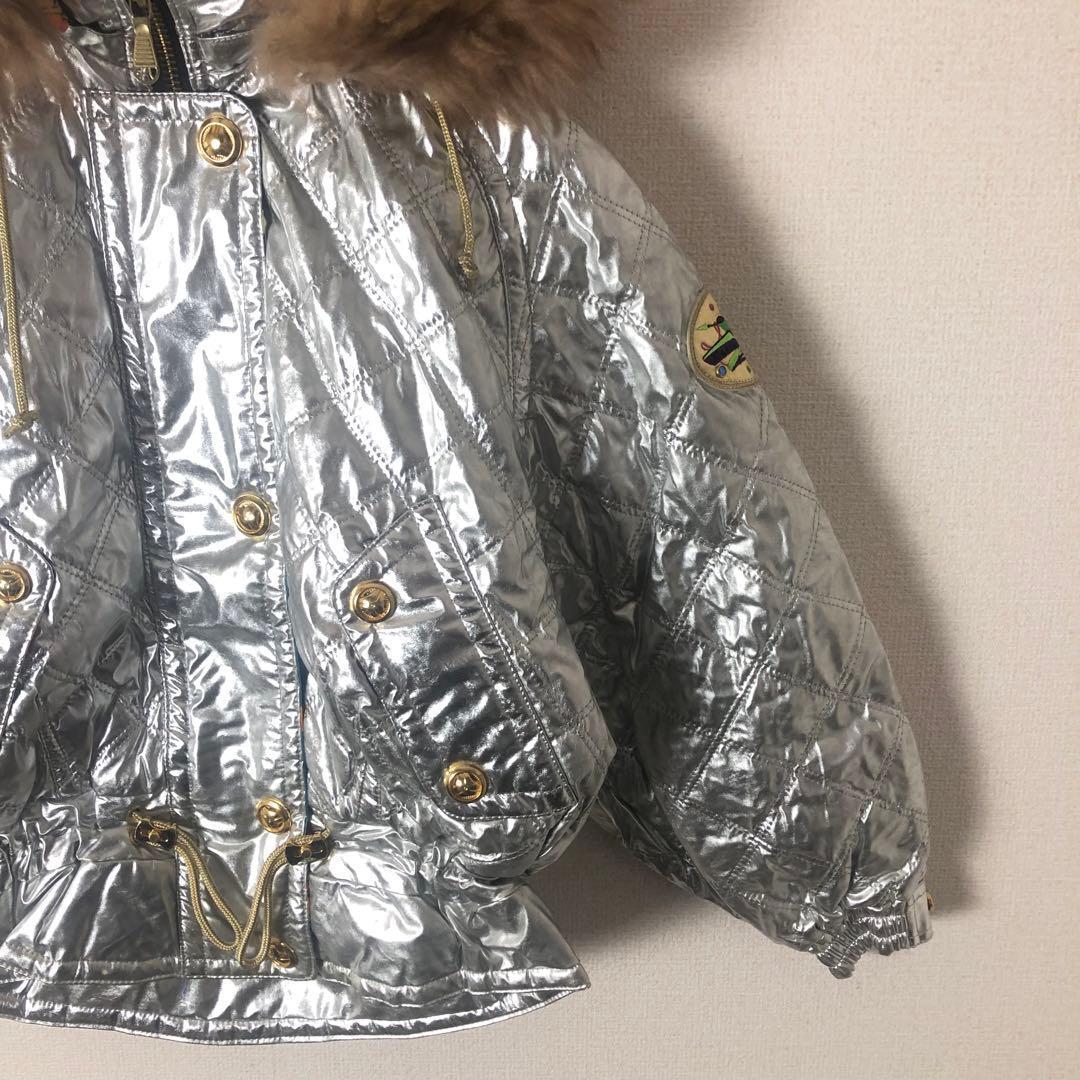 ellesse エレッセ ファー付き ヴィンテージ スキーウェア シルバー M