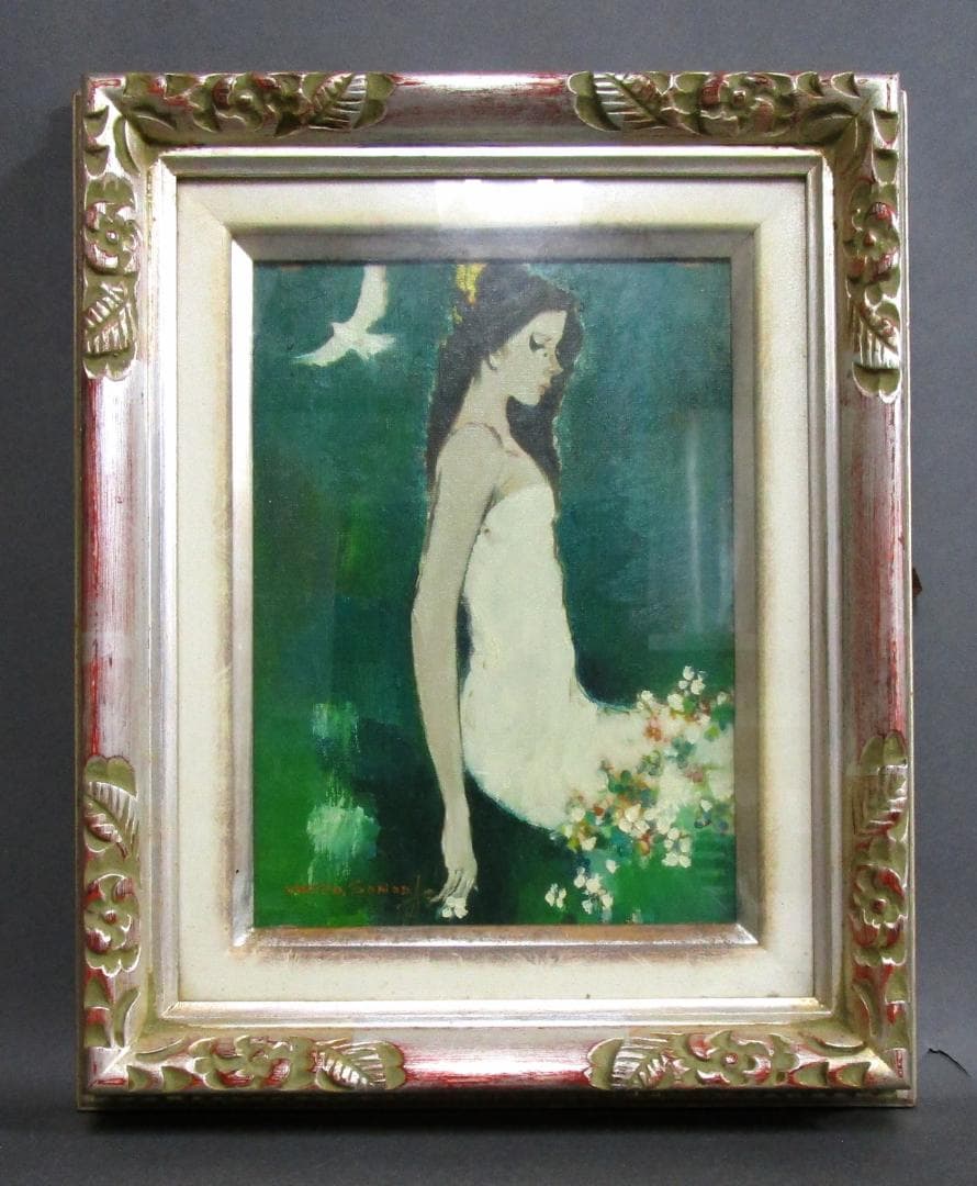 油彩画 園田郁夫［想い］二科展会員　F4号