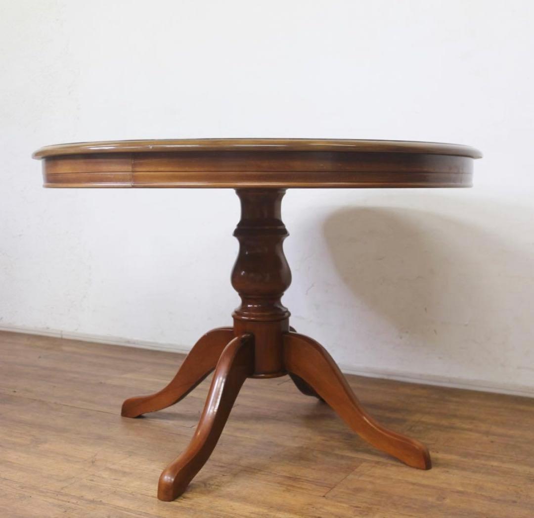 イタリア製 LINEA 象嵌ダイニング ラウンド テーブル 丸 円形 猫脚