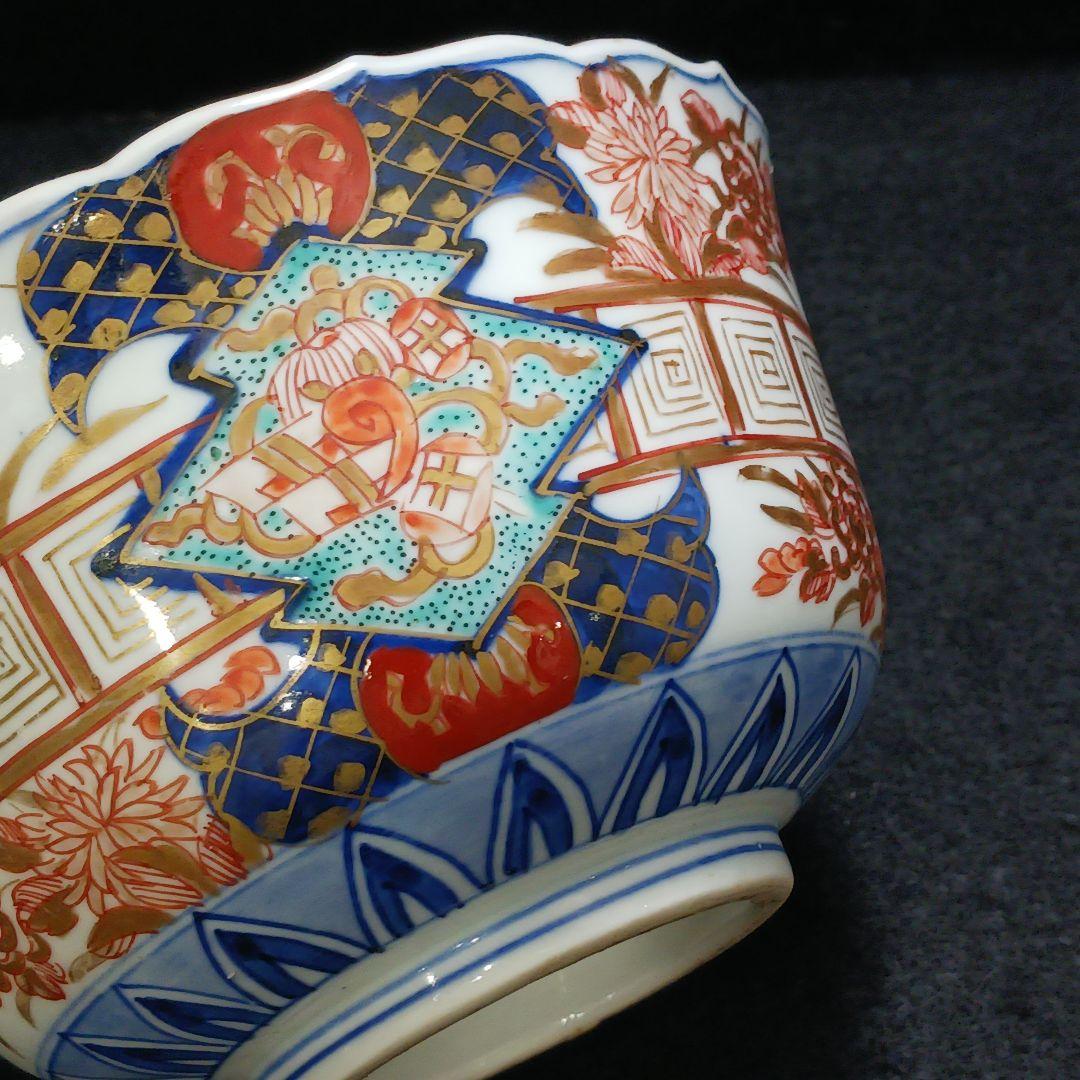 Y2802 古伊万里 富貴長春 金彩色絵 鉢 直径14㎝　FF