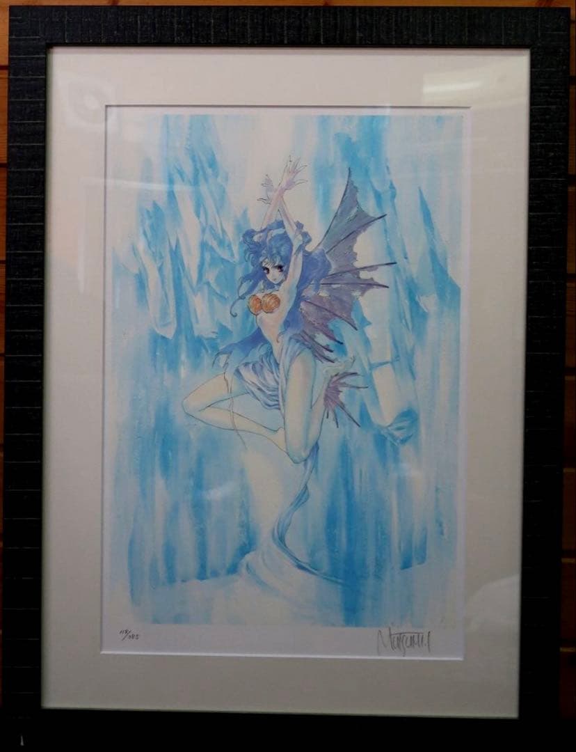 いのまた むつみ「BLUE SPLASH」版画 アールビバン 直筆サイン