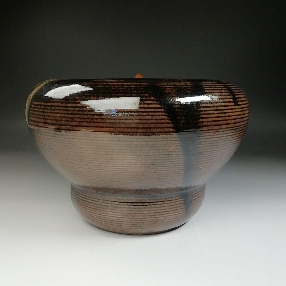 Ｔ６８０　水指　『膳所焼』『箪瓢水指』『淡海ぜぜ 陽炎園 造』　共箱　茶道具