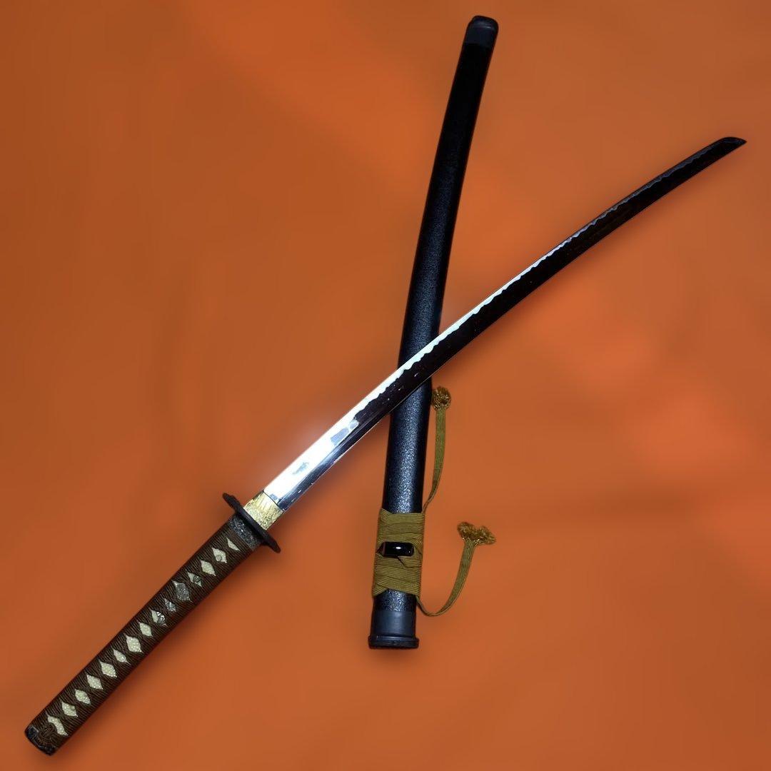 格安上質模造刀 茶柄 雲龍楕円鍔 黒梨地鞘