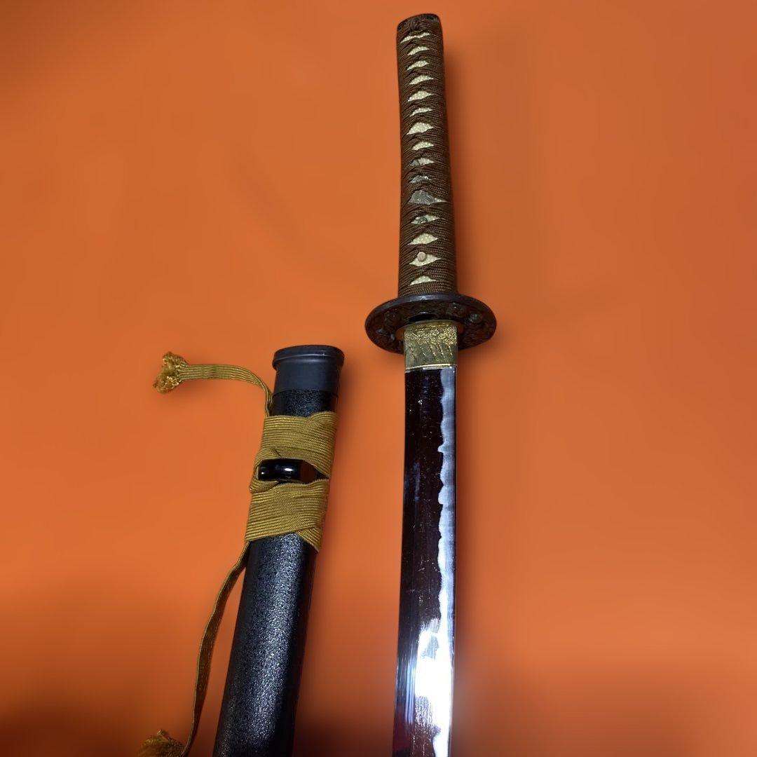 格安上質模造刀 茶柄 雲龍楕円鍔 黒梨地鞘