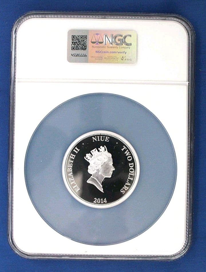 ngc 2014 ニウエ $2 パナマ運河記念日 PL69 世界500枚 銀貨