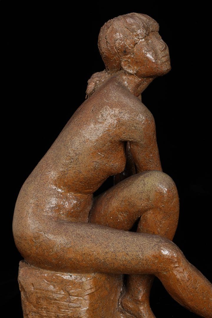 【水上守次】陶彫作品 少女像 裸婦像 在銘 栞付 女性像 彫刻 美術品 作家物