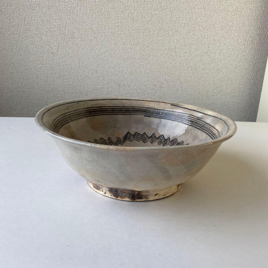 河村又次郎　櫛目文　鉢　其中窯　共箱共布