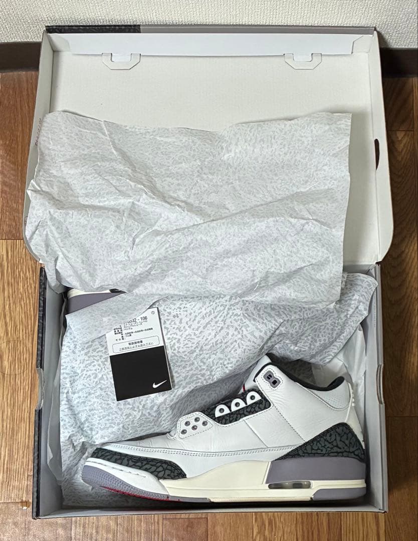 【箱付】ナイキ エアジョーダン3 レトロ \"セメントグレー\"
