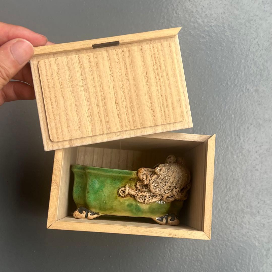 756.彫刻雲足長方 盆栽鉢 植木鉢 10.2*7.2*4.4cm