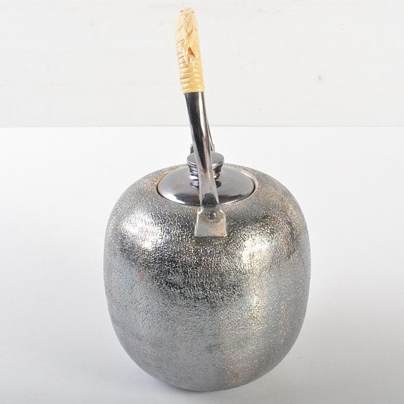 煎茶道具　白銅いぶし銀　棗型湯沸し　約412g　M　R7128