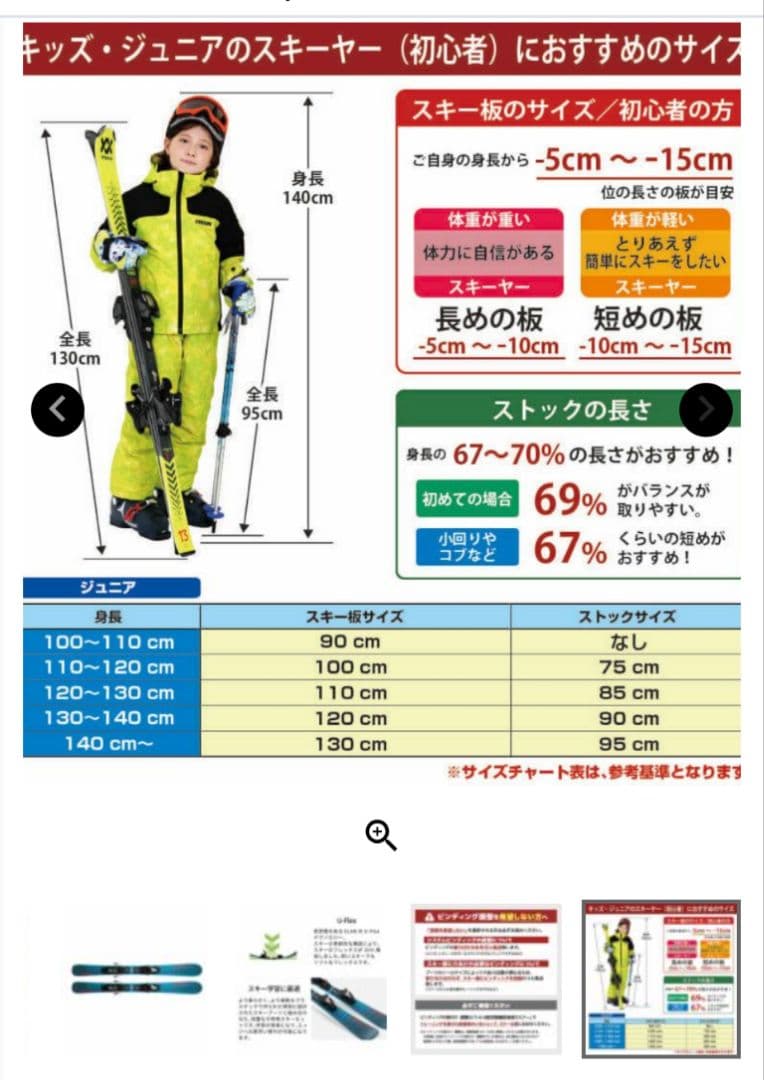 スキー　セット　身長128㌢