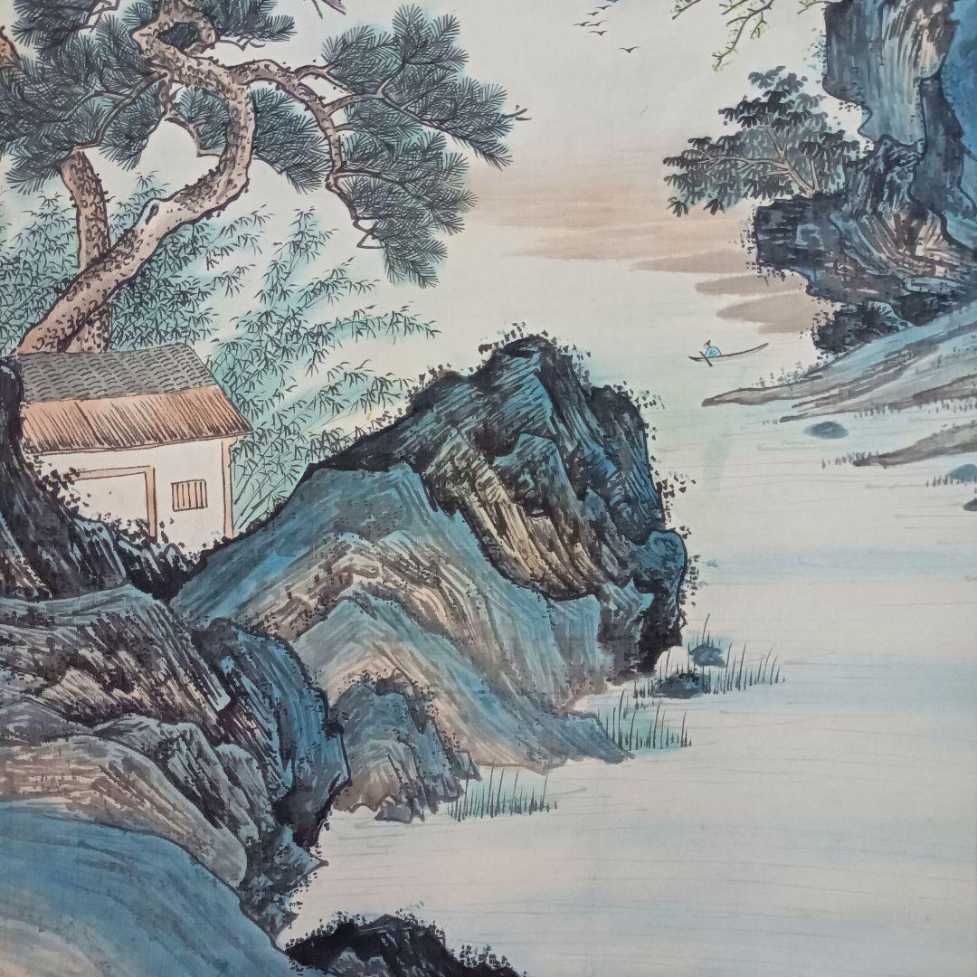 開運 金運 おもてなし 軸 絵 滝 山水 龍 四柱推命 中国 美術 インテリア