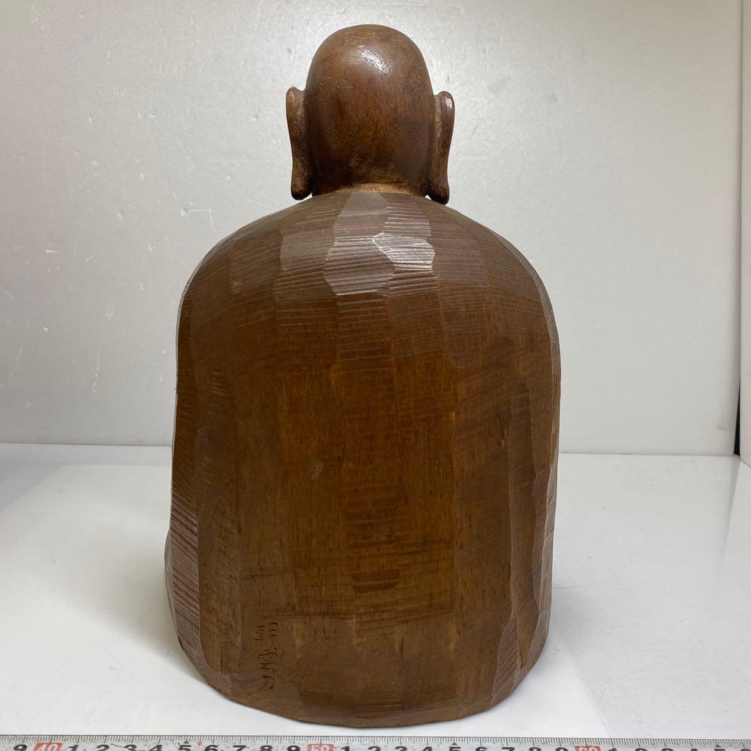 山﨑朝雲 木彫 達摩 置物 共箱 高さ28cm 東キ7-0917☆2F