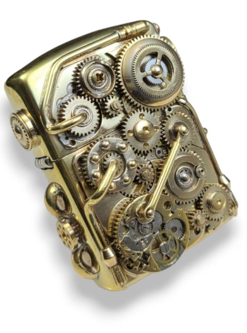 希少 ZIPPO ジッポ ギアモチーフ ハンドメイド 珍品 ジッポ 箱付き