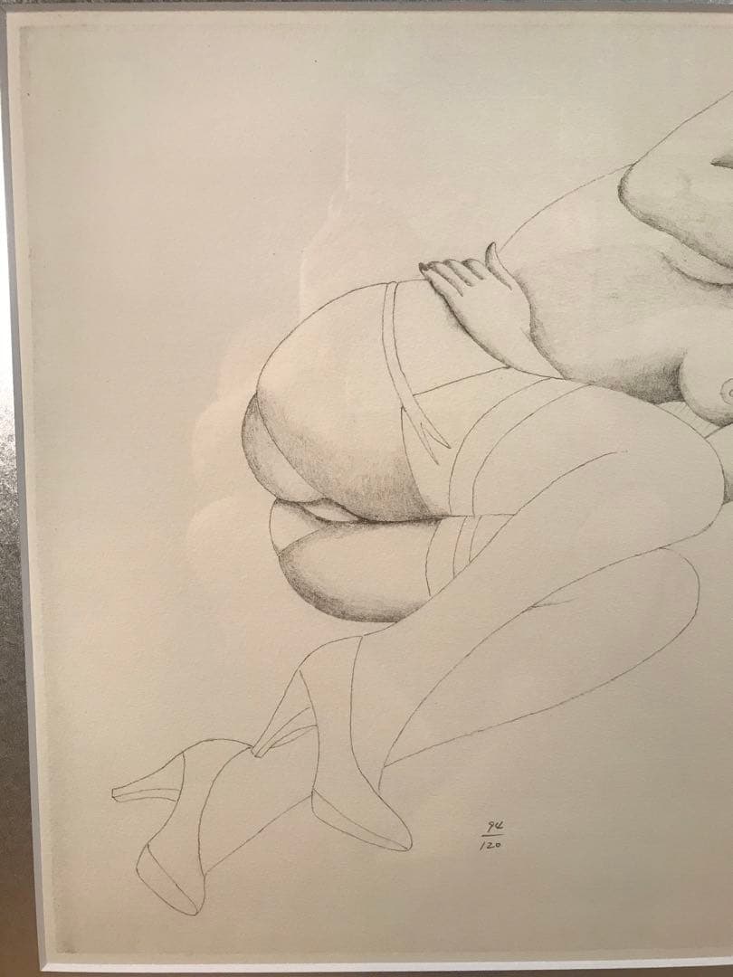 平賀敬「ガーターベルトの女性」リトグラフ　直筆サイン・落款・エディション有り