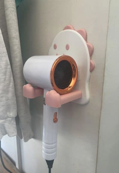 恐竜型ドライヤー収納 ホワイト・ピンク