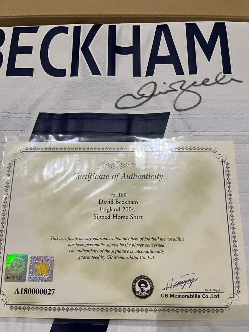 ベッカム　サイン　ユニフォーム　イングランド代表