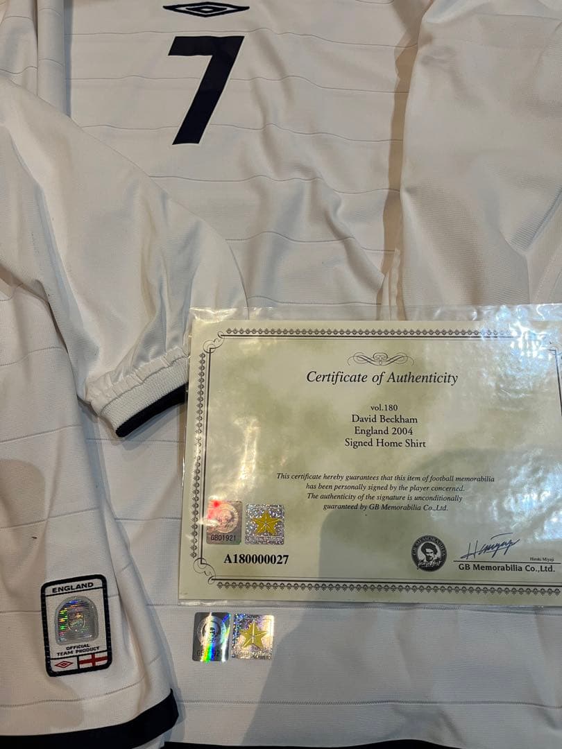 ベッカム　サイン　ユニフォーム　イングランド代表