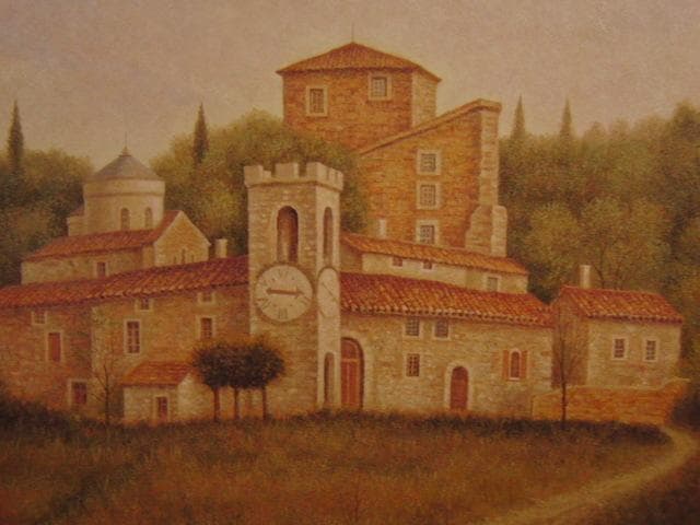 田畑和高、聖なる丘（アレッツオ）、希少な額装用画集より、新品高級額装付