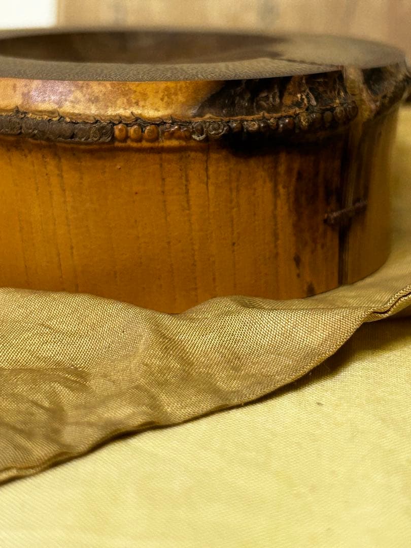 処分　松尾流五代目　松尾 不俊斎在判 竹大蓋置 茶道具