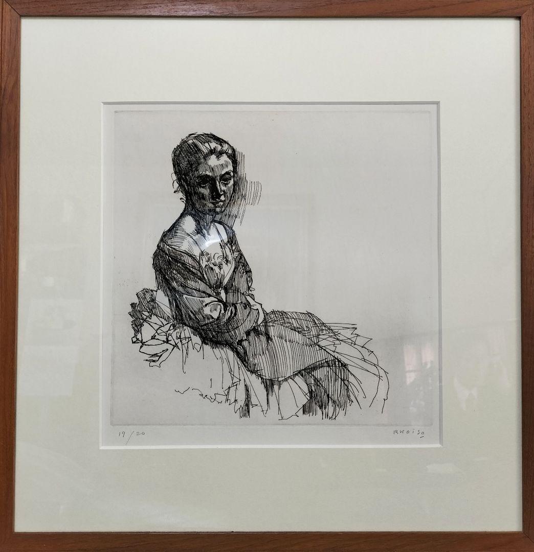 小磯良平　エッチング銅版画　本物保証　直筆サイン　エディション有り　染み抜き済み