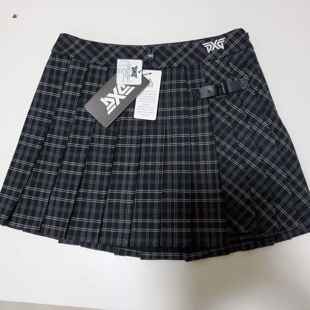 815　韓国PXG ブラック チェック プリーツスカート 新品