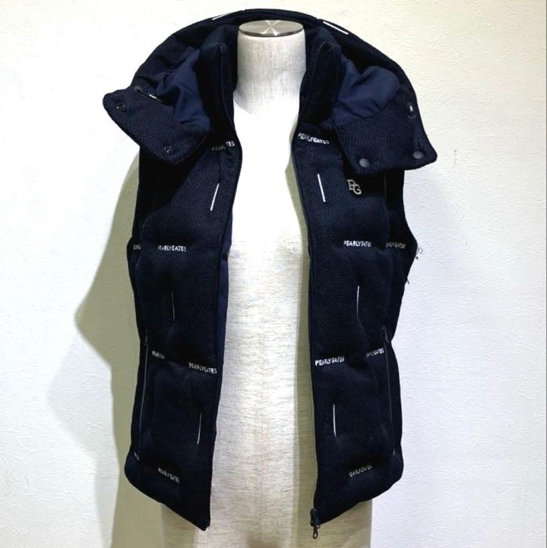 PEARLY GATES フード付きベスト サイズ0 ロゴ刺繍　ゴルフウェア