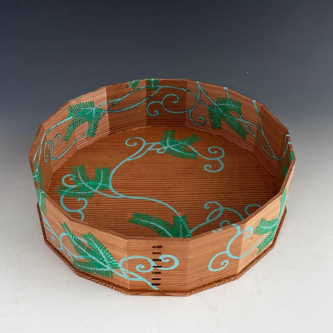 玄々斎好写 松唐草炭斗 木地折溜 立礼棚 炭取 点茶盤 茶道具 伝統工芸品