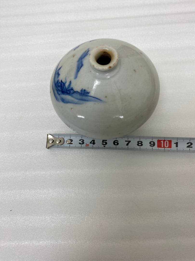 3-3250 骨董　油壺磁器　古平戸染付山水図油壺