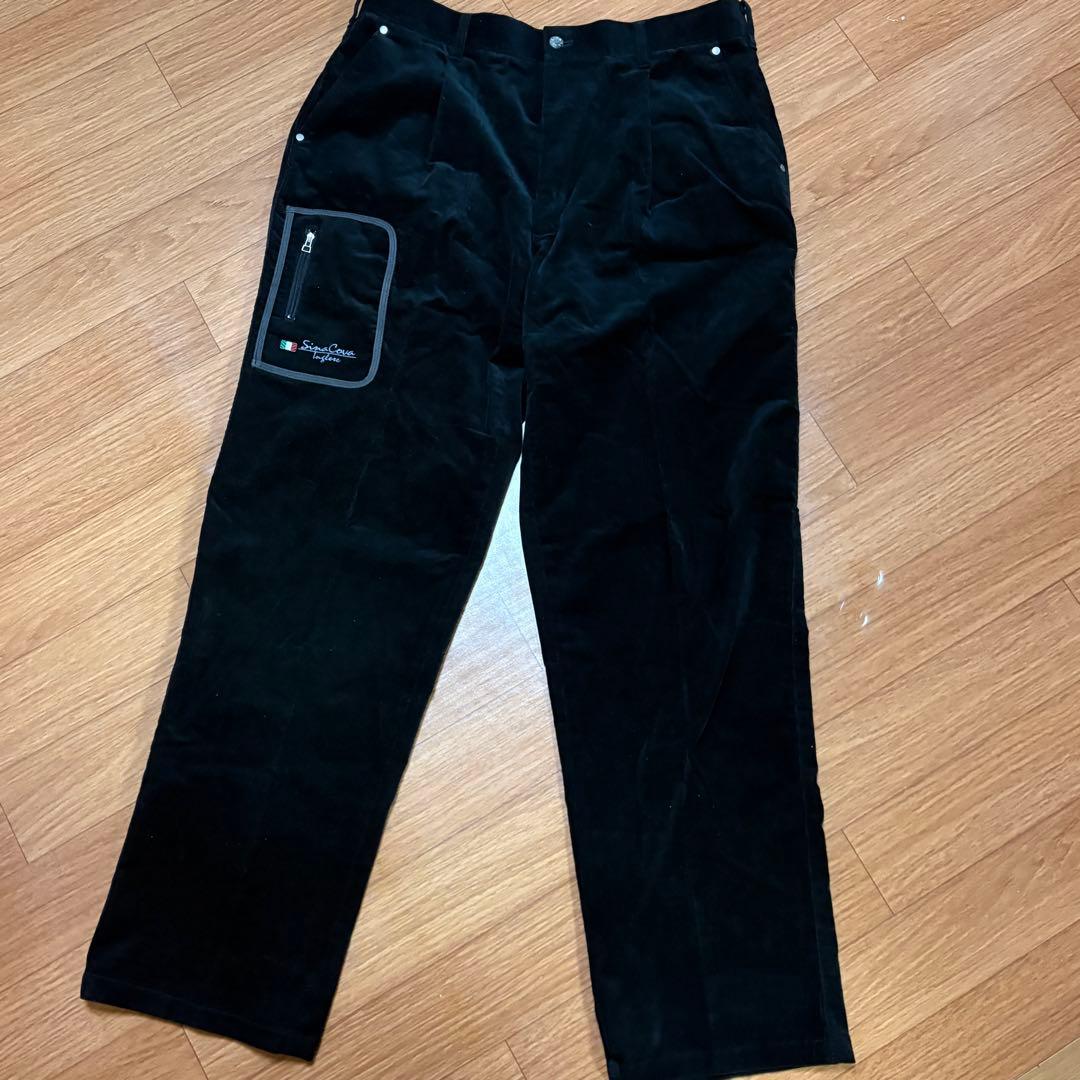 Y8 シナコバ SINA COVA コーデュロイパンツ 88 黒 刺繍ロゴ