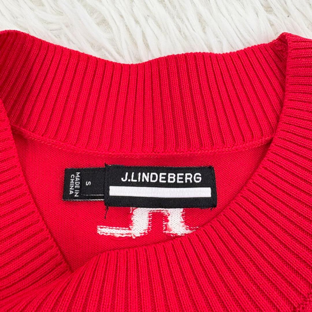 J.LINDEBERG クルーネックニット ゴルフウェア 長袖 S レッド