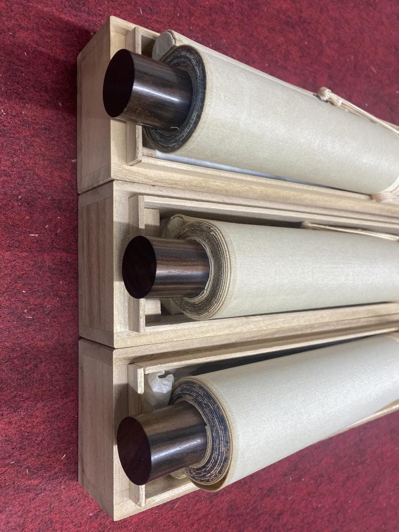 サ*バ様 熊代熊斐【複製】菊花家鶏図 雪蘆真雁図 桃樹山鵲図 長崎 掛軸2402