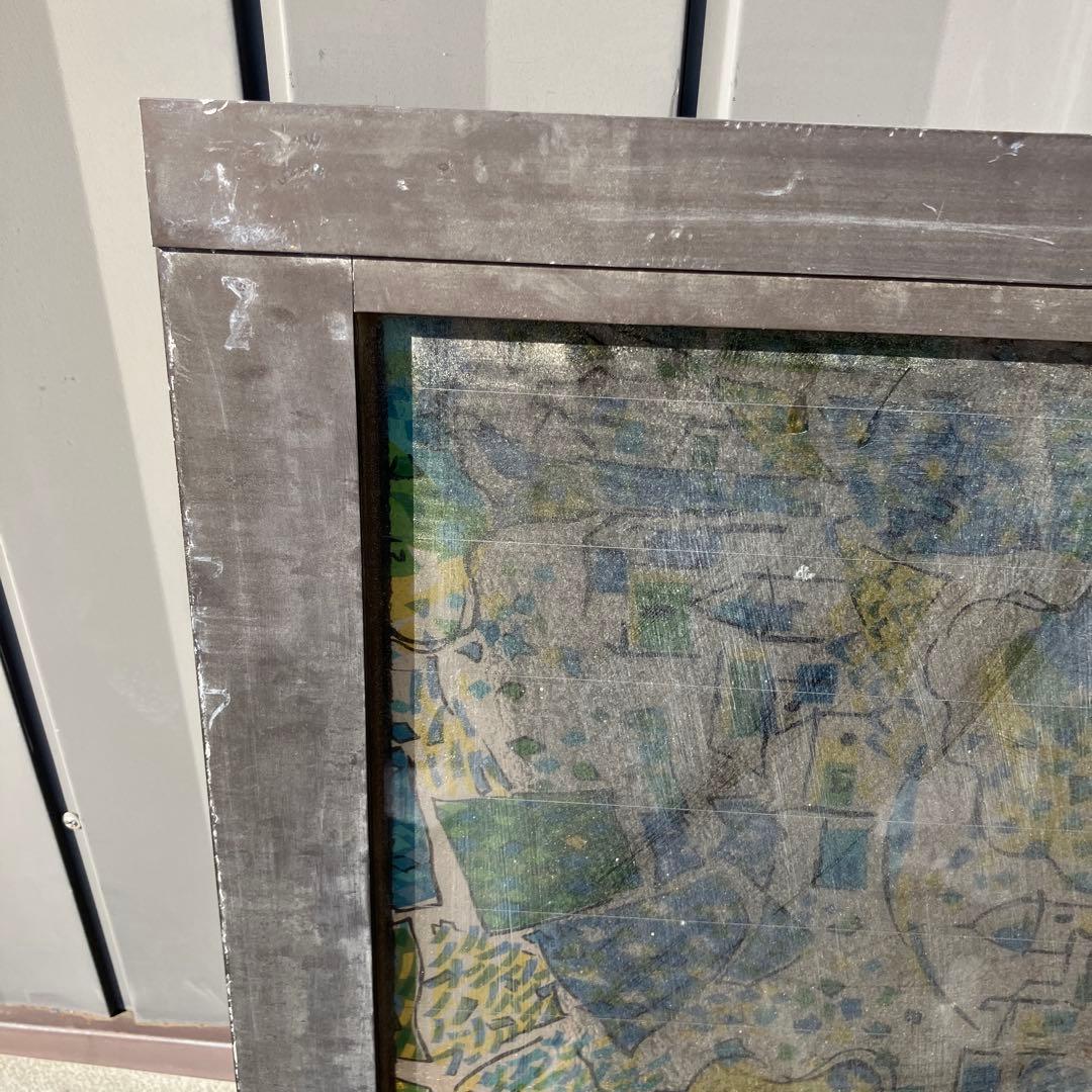 A-5 ②昭和レトロ ステンドグラス サッシ 窓枠付き ヴィンテージ 建具