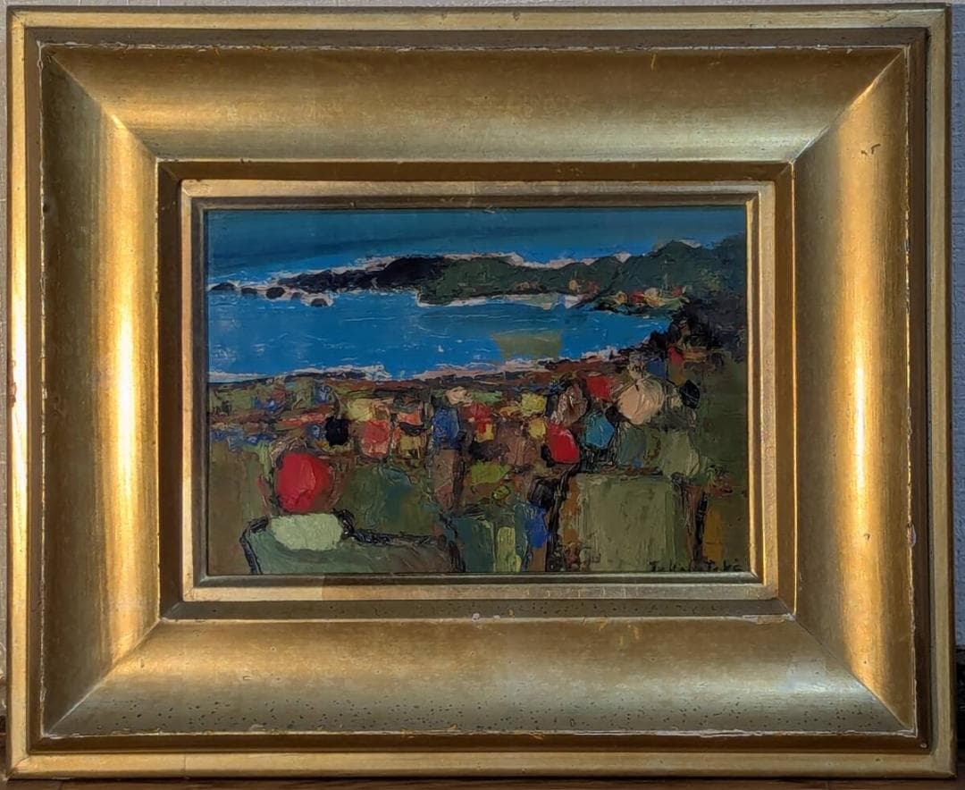 【模写】絵画　高畠達四郎　油彩SM　西伊豆　鮮やかな色彩　印象派風　Z24