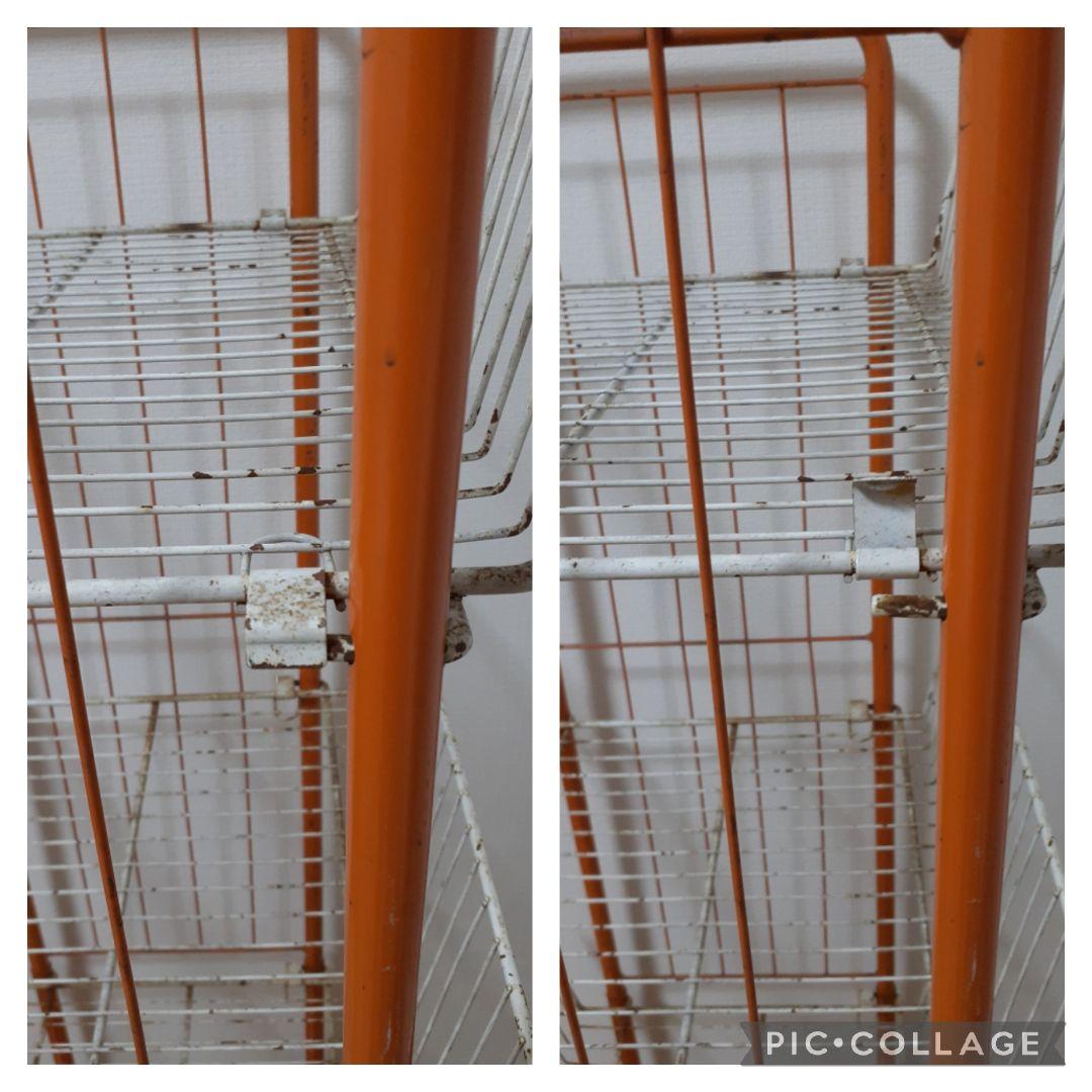 昭和レトロ キャスター付き 陳列棚 オレンジ