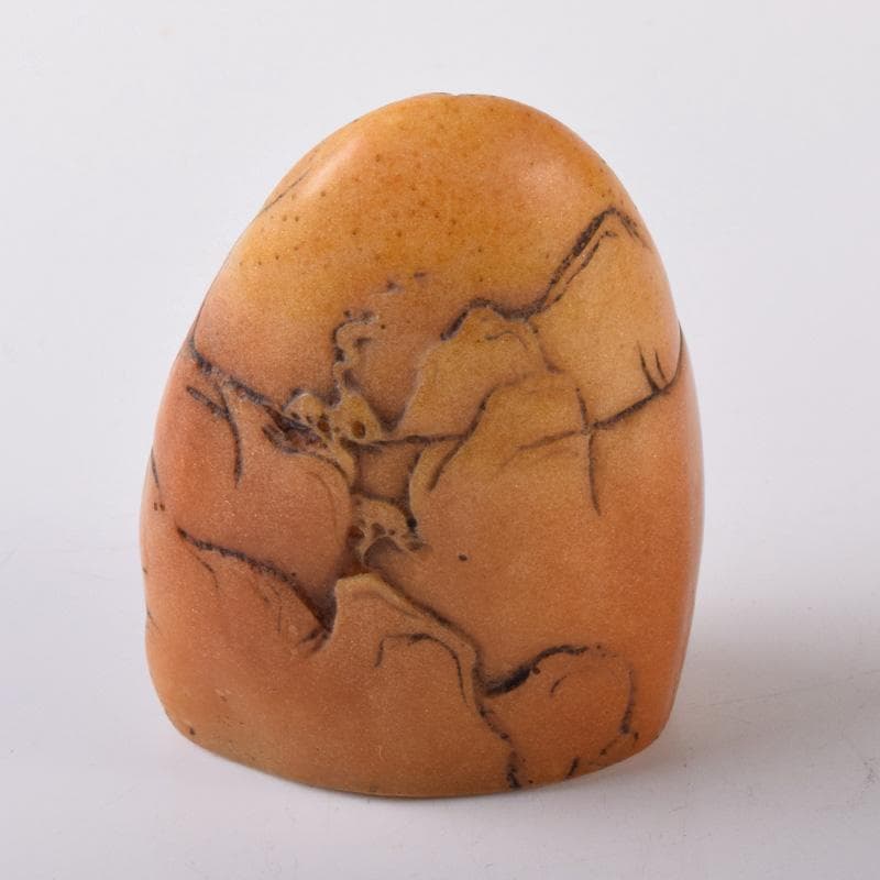 中国　篆刻　玉石田黄石彫刻　山水人物刻　印材　置物　V　7781