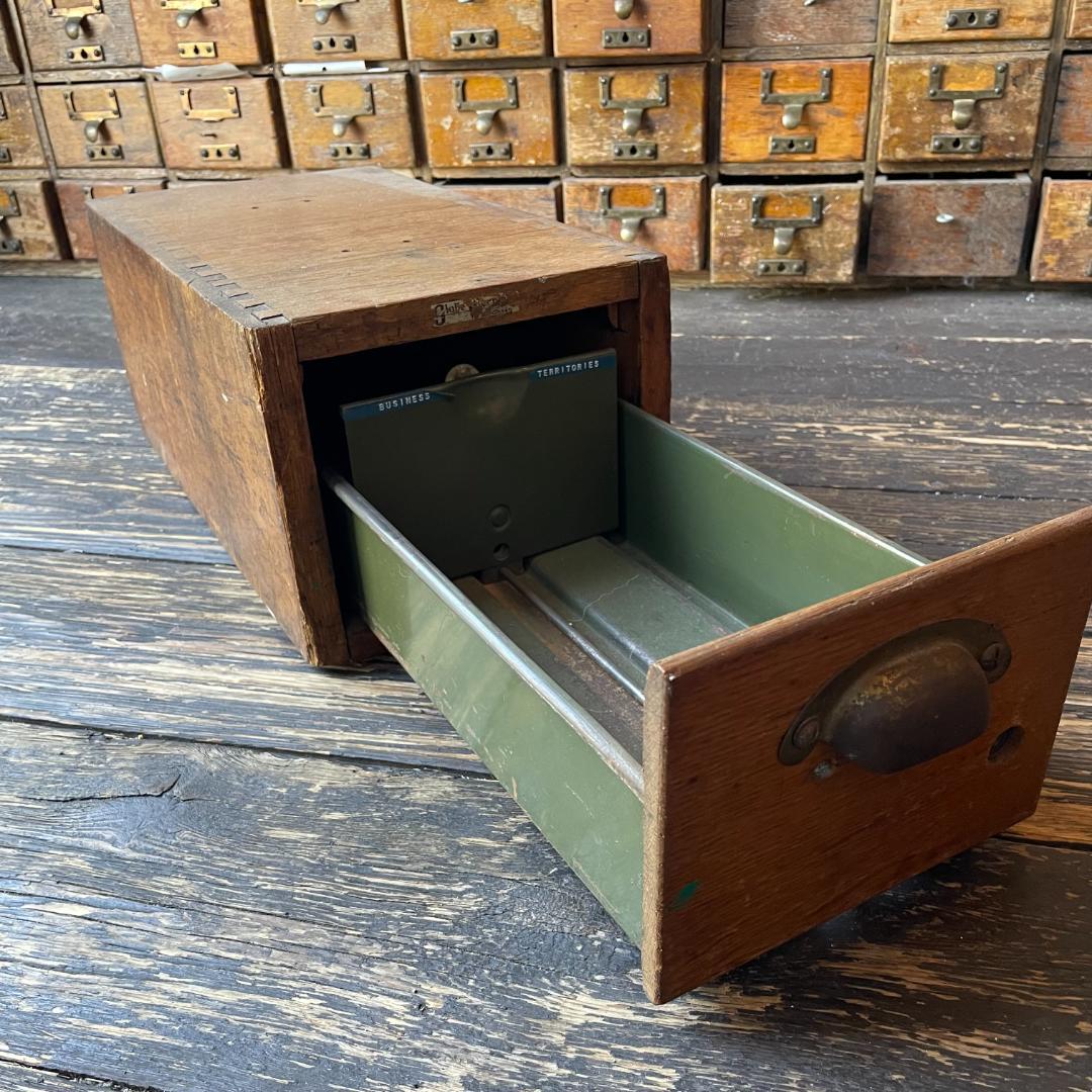 アンティーク ドロワー 木製 引き出し 真鍮 取手 ハンドル カード ケース